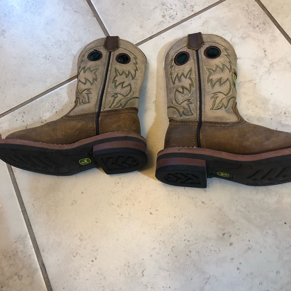 John Deere Tan and Brown Kids Boots